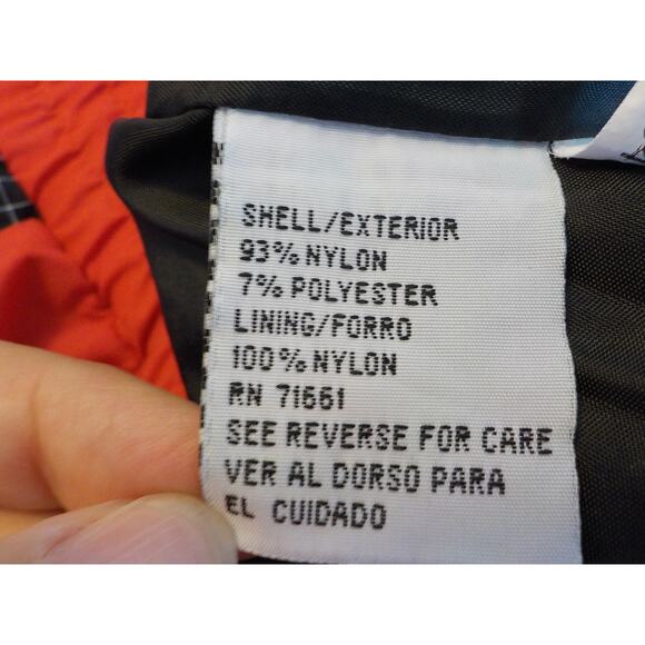 Hilton Corp Men Large Wind Jacket Red Black Color Block Elastic Waist Pocket Zip - Picture 10 of 13